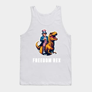 Freedom Rex Patriotic Dinosaur T-Rex with Uncle Sam Riding Tank Top